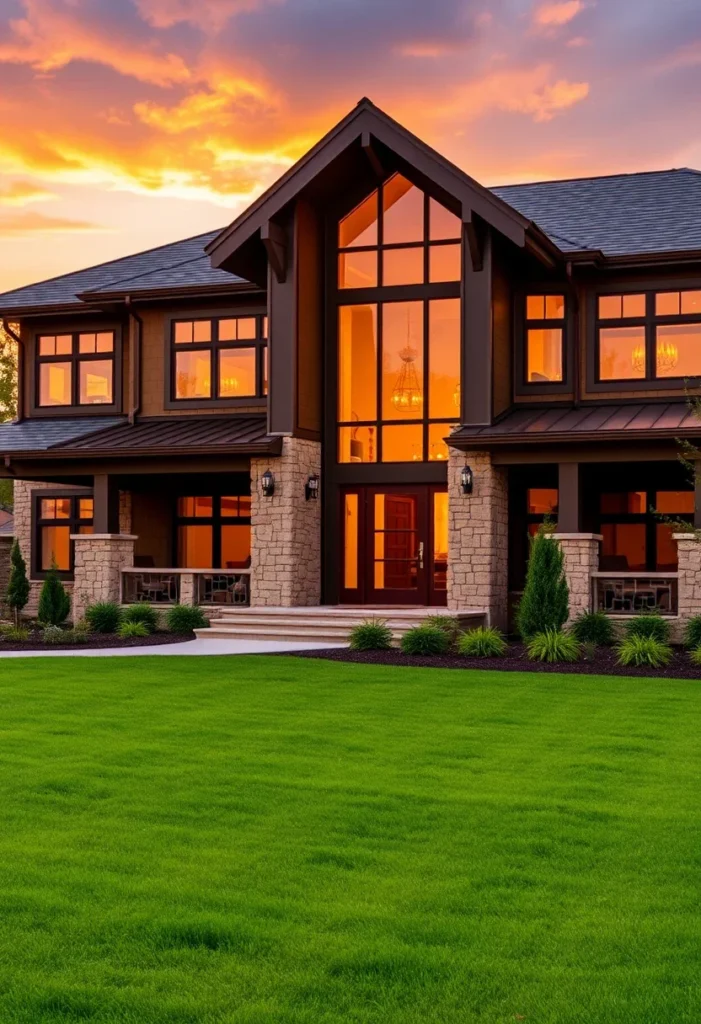 Boulder Ridge style Craftsman at sunset