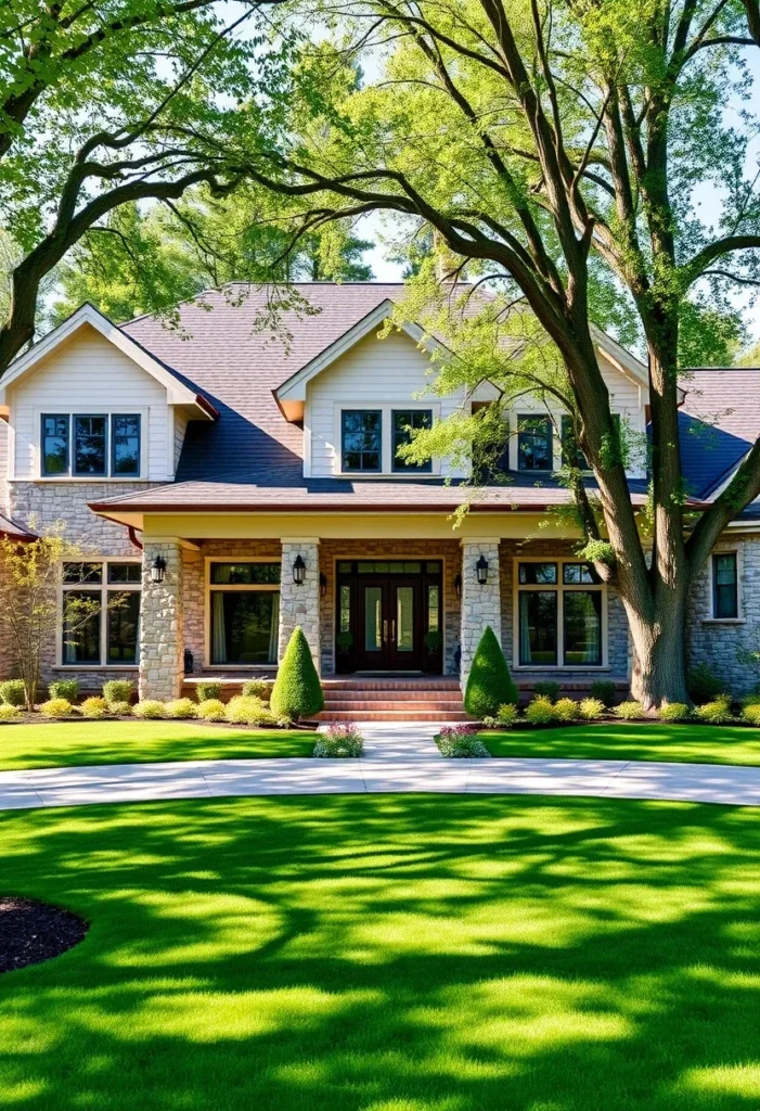 Craftsman home with stone accents, covered porch