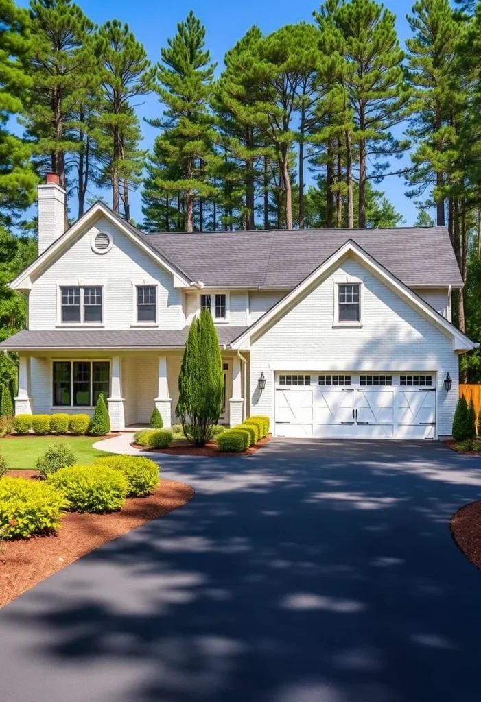 White Craftsman-style house with two-car garage