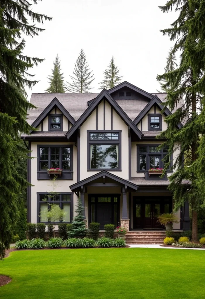 Tudor Revival style house with steep gables