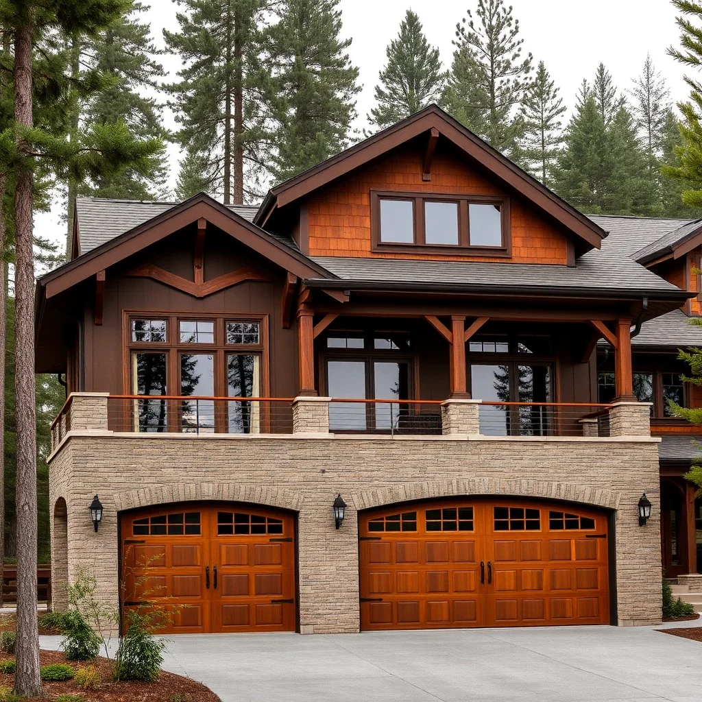 American Craftsman house with walk-out basement, cedar accents