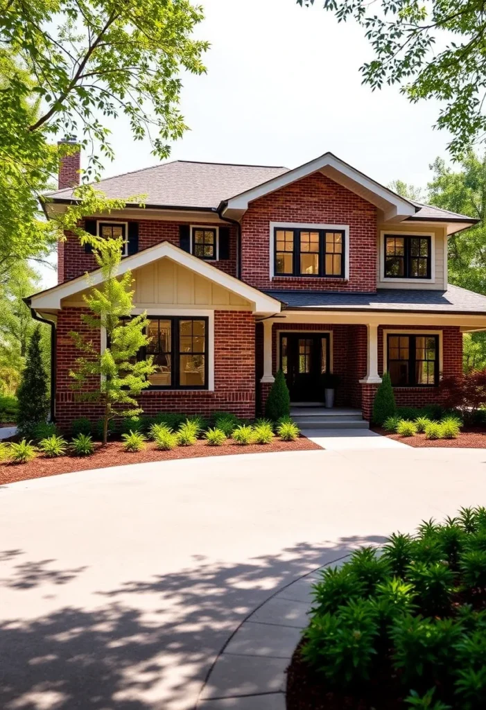 Red brick Craftsman with wood detailing