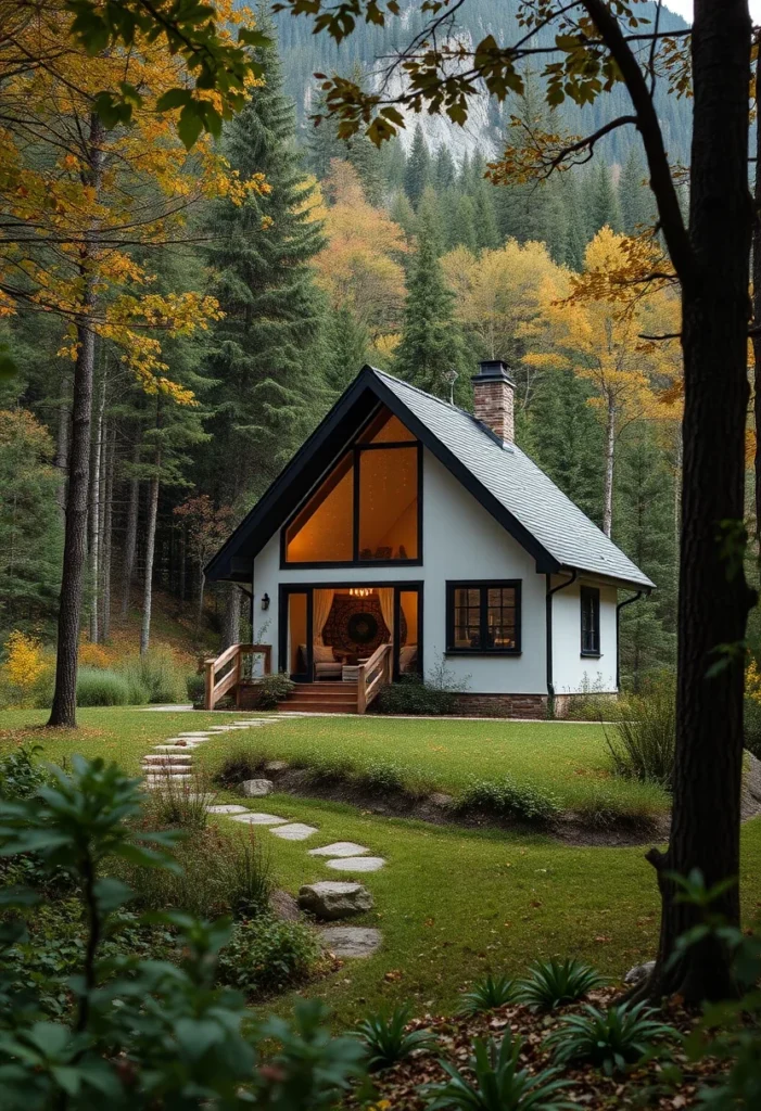 Cozy A-frame tiny house design, ideal for nature getaways.