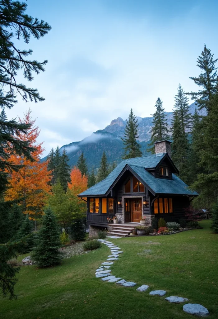 Rustic log cabin tiny house, a perfect nature getaway.