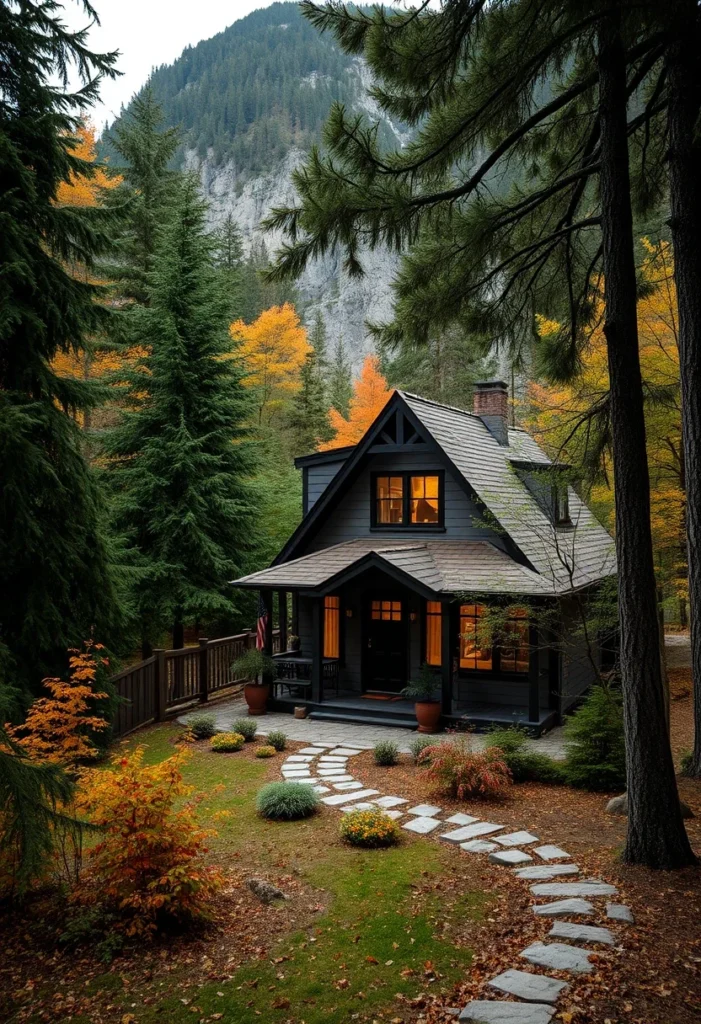 Dark wood tiny house getaway, cozy and connected to nature.