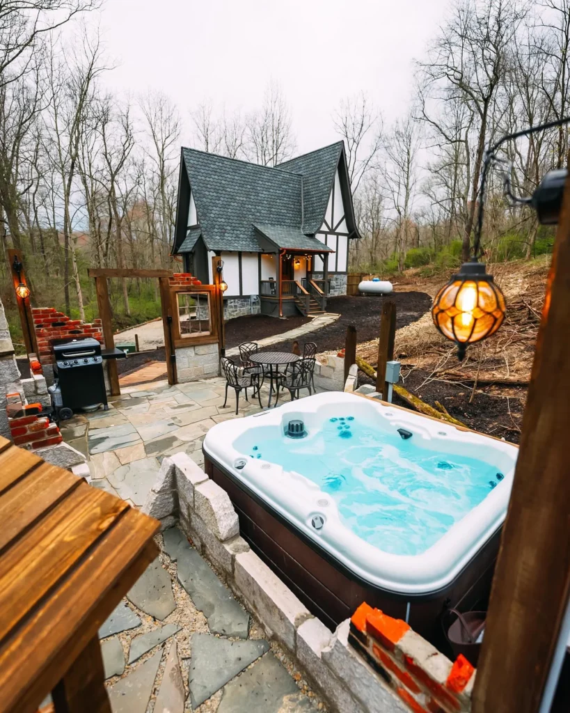 Charming cottage stunning house design with hot tub.