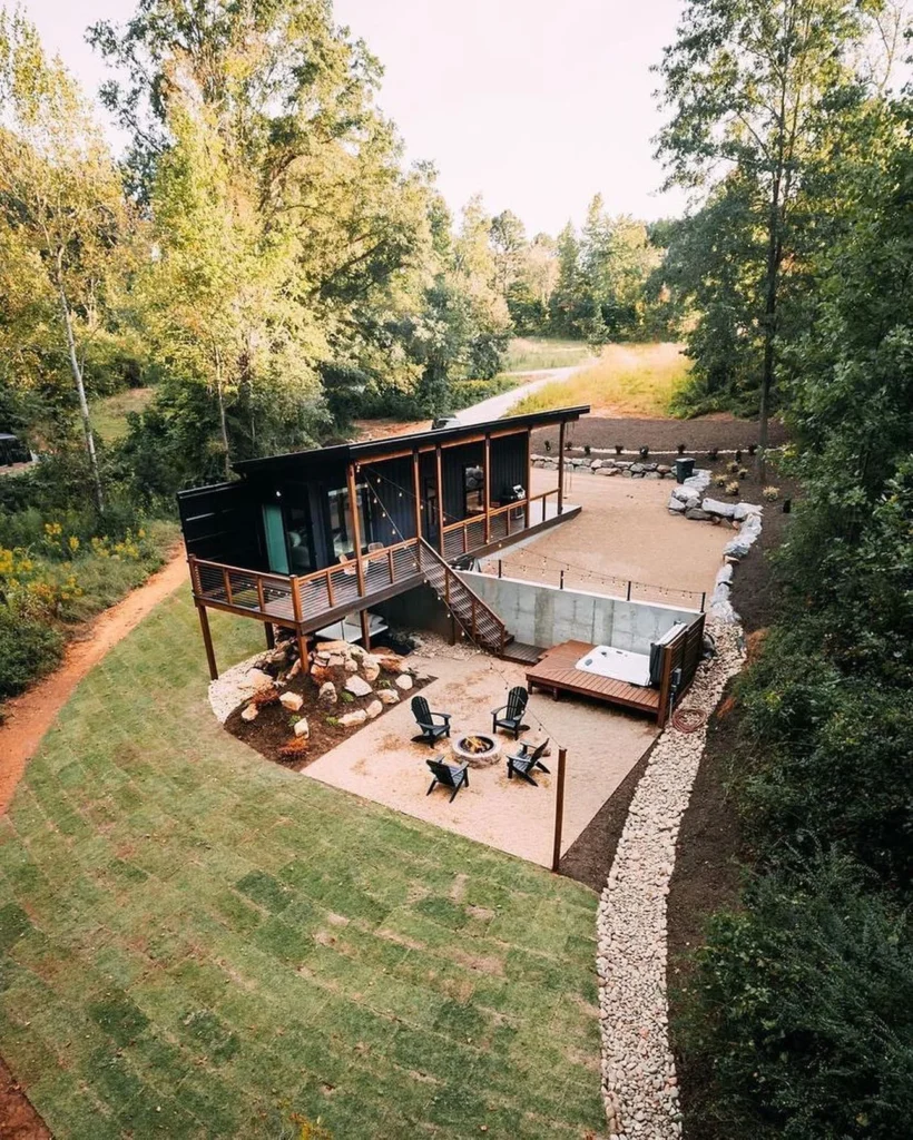 Compact stunning house design with outdoor living space.