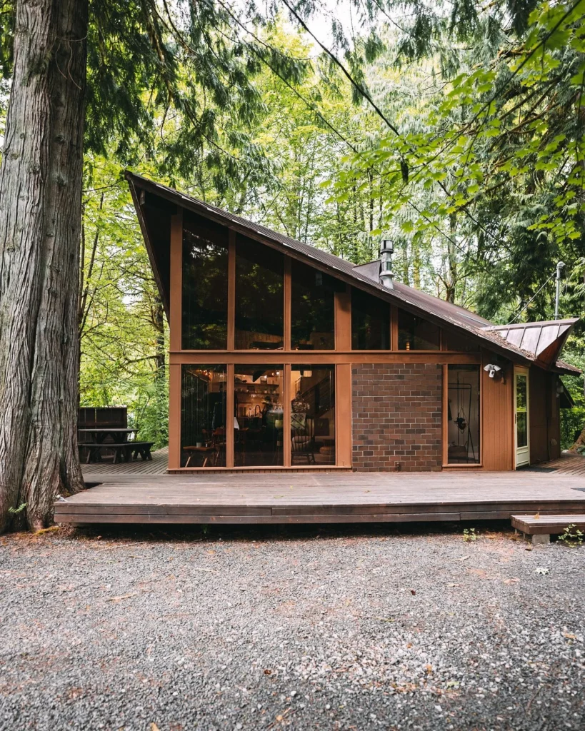 Mid-century modern A-frame stunning house design.