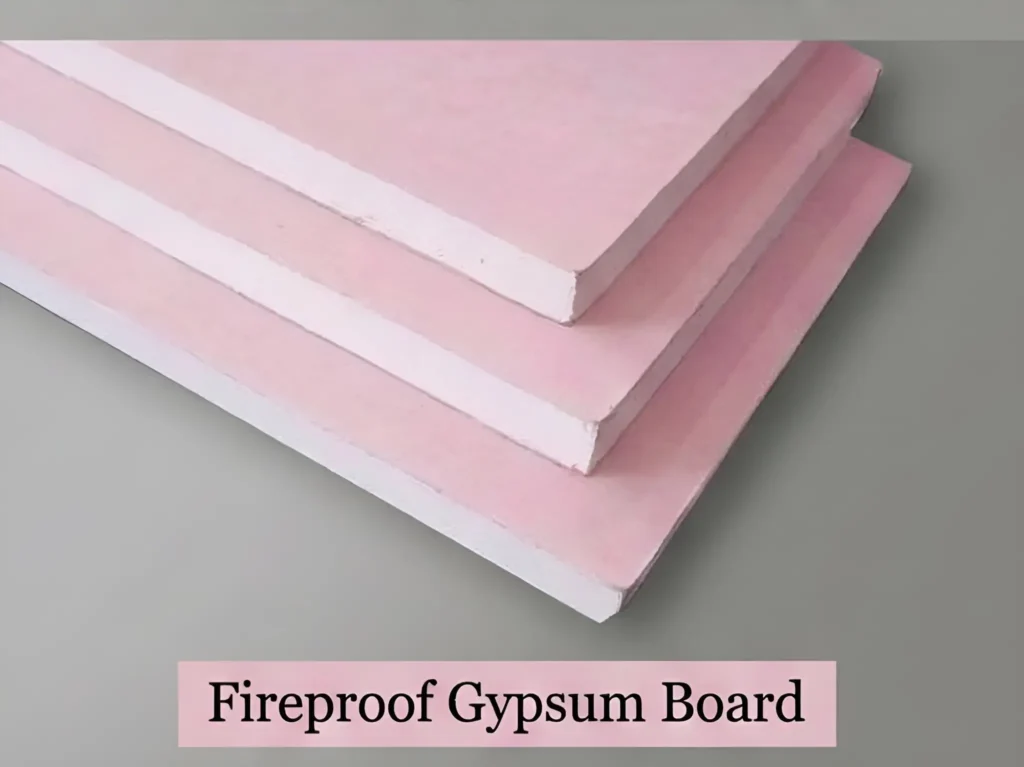 Gypsum Board: Types, Uses, and How It Works in Real Homes 6 Pink fire-resistant gypsum board panels commonly used around heat-heavy rooms in homes