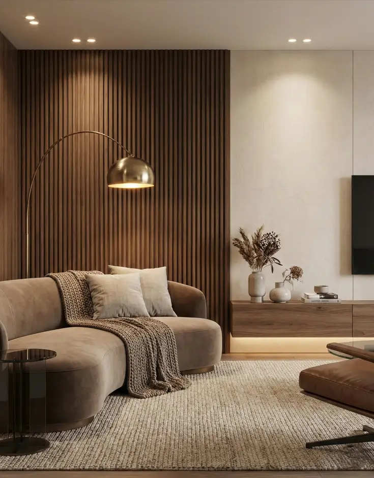 7 Ways to Cool Your Home Without Air Conditioning 3 Modern living room with recessed LED ceiling lights that reduce heat and help the space feel cooler and more comfortable.