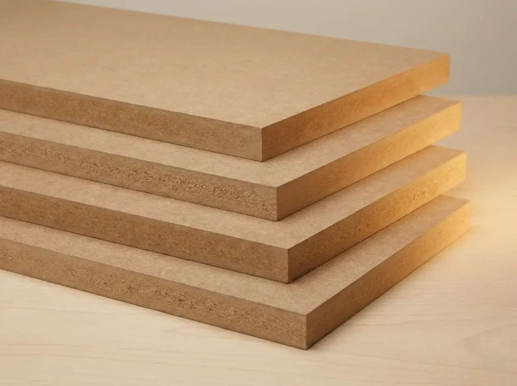 MC Board vs MDF vs Plywood: Key Differences for Interior Design 4 MDF fiberboard panels with smooth surface and uniform core, commonly used for painted wall panels and interior furniture