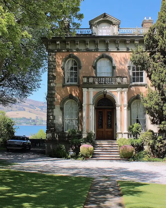 Italianate Style House: 33 Ideas and the Details That Give One Away 3 Italianate style house in ochre stucco with a balustraded roofline, paired console brackets and quoined corners