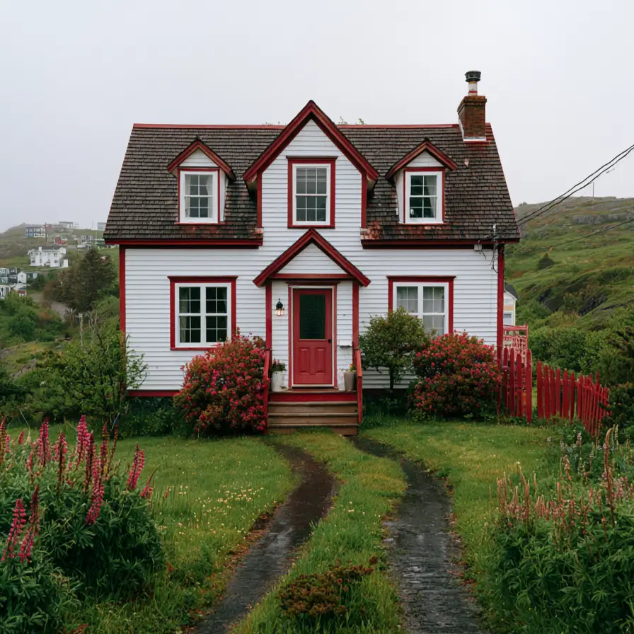 Hillside House Design: 38 Ideas for Building With the Slope 27 white clapboard hillside house design with red trim on a foggy coastal hillside
