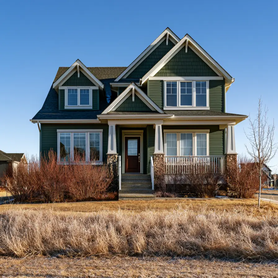 43 Green House With White Trim Ideas for Fresh Curb Appeal 34 dark green house with white trim, stone base, and white porch columns on a two-story craftsman home