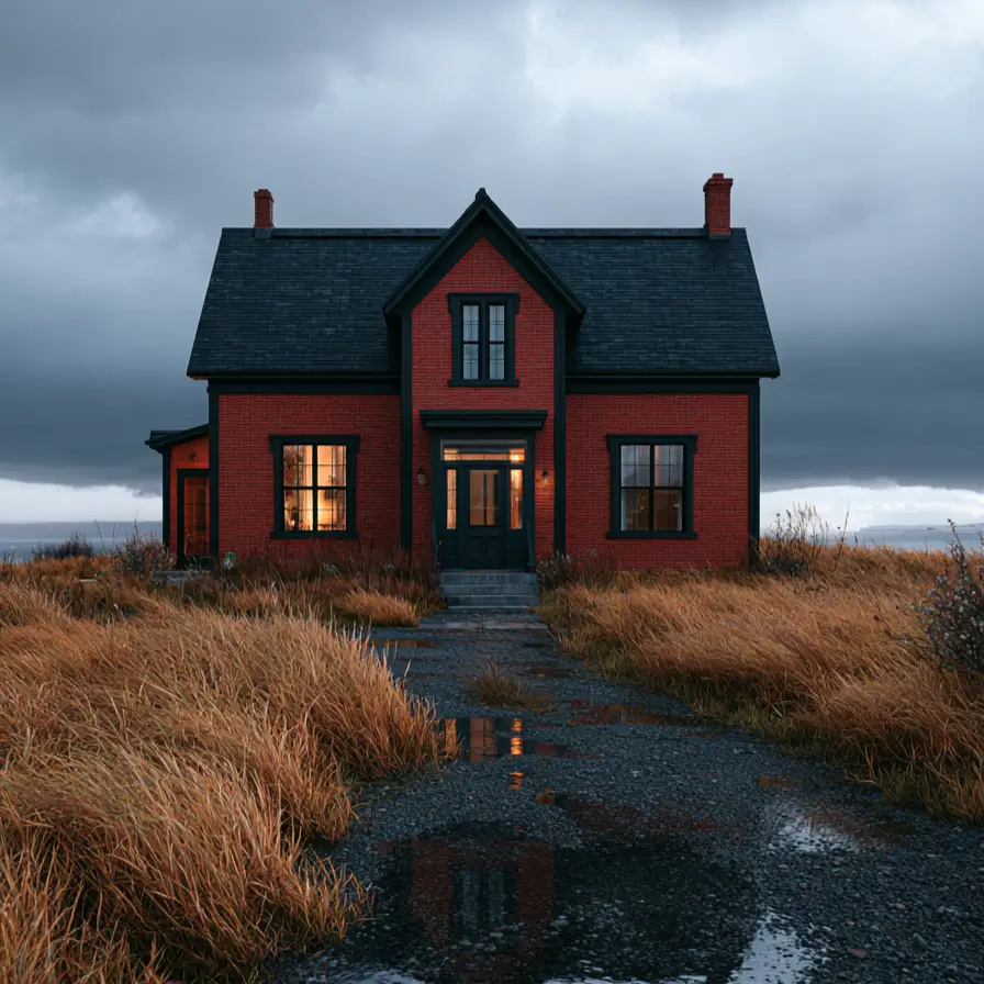 46 Red Brick House With Black Trim Ideas for Standout Curb Appeal 48 Small red brick farmhouse with black trim, black-framed windows, and gable trim